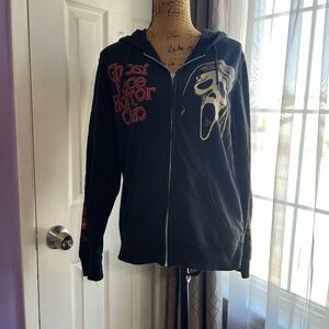 Ghost Face Horror Club Black Zip Hoodie * DAMAGED*